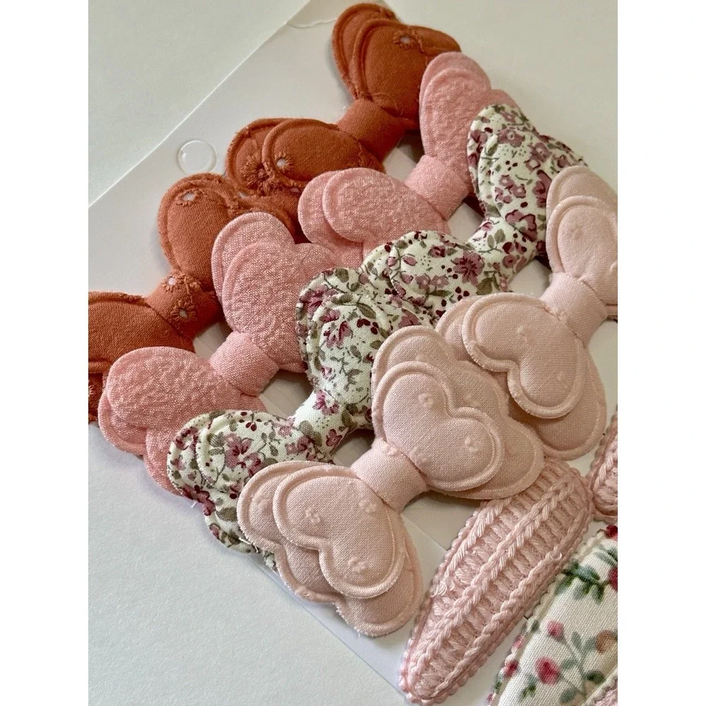 16 Pcs Baby Toddler Girl Fabric Hair Clips Set Vintage Floral Bow Snap Barrettes